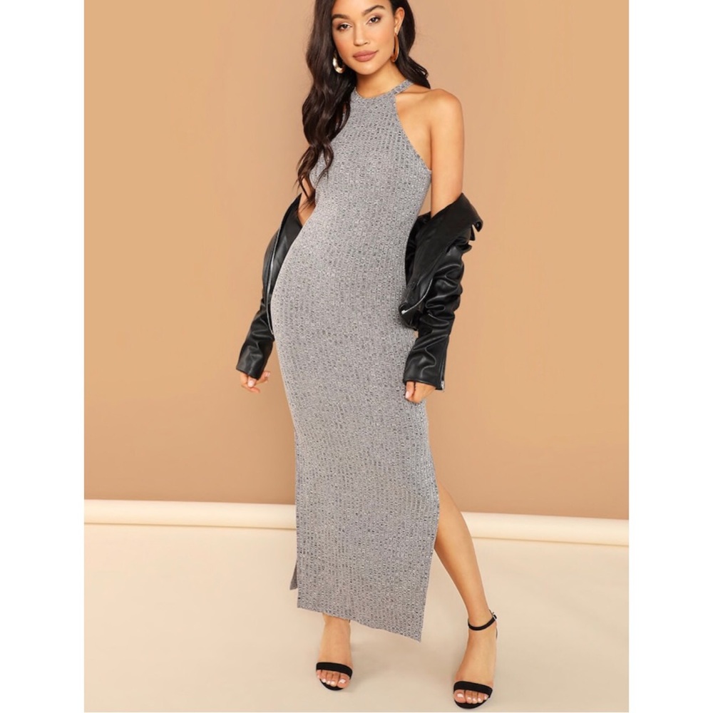 🍒💋 Space Dye Open Back Split Maxi Dress - Picture 5 of 6